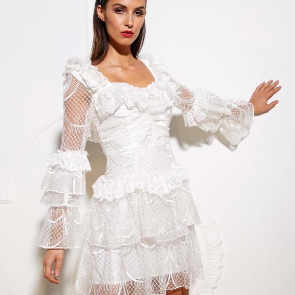 mossman white lace dress